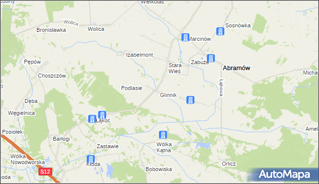 mapa Glinnik gmina Abramów, Glinnik gmina Abramów na mapie Targeo