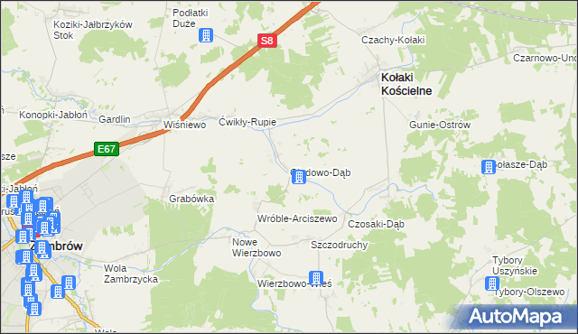 mapa Głodowo-Dąb, Głodowo-Dąb na mapie Targeo