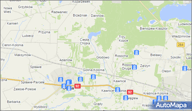 mapa Głodowo gmina Golina, Głodowo gmina Golina na mapie Targeo