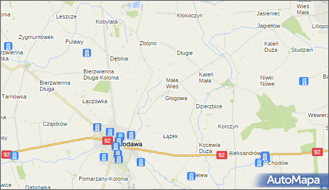 mapa Głogowa gmina Kłodawa, Głogowa gmina Kłodawa na mapie Targeo