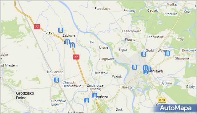 mapa Głogowiec gmina Tryńcza, Głogowiec gmina Tryńcza na mapie Targeo