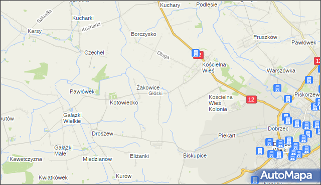 mapa Głóski, Głóski na mapie Targeo