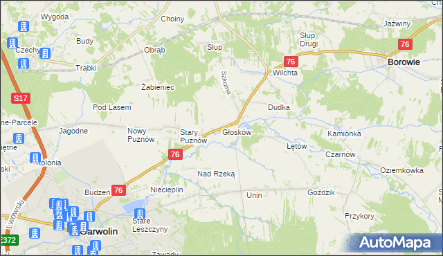 mapa Głosków gmina Borowie, Głosków gmina Borowie na mapie Targeo