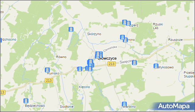 mapa Główczyce powiat słupski, Główczyce powiat słupski na mapie Targeo