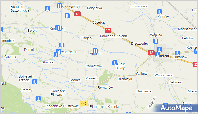 mapa Główczyn gmina Szczytniki, Główczyn gmina Szczytniki na mapie Targeo