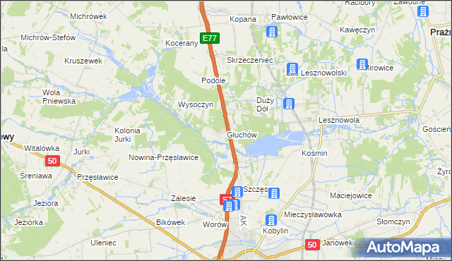 mapa Głuchów gmina Grójec, Głuchów gmina Grójec na mapie Targeo