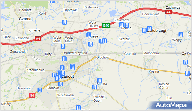 mapa Głuchów gmina Łańcut, Głuchów gmina Łańcut na mapie Targeo