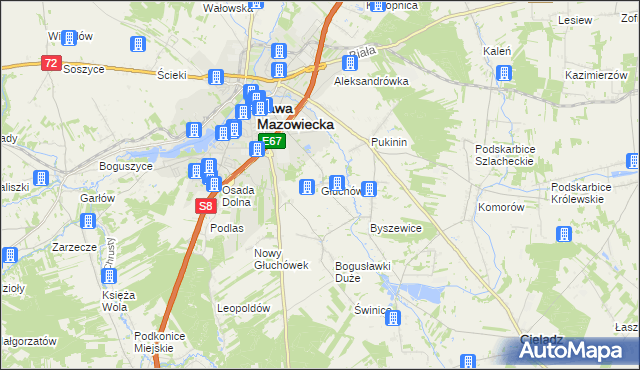 mapa Głuchówek gmina Rawa Mazowiecka, Głuchówek gmina Rawa Mazowiecka na mapie Targeo