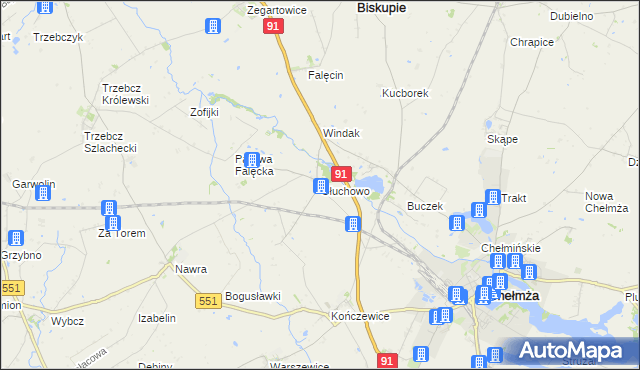 mapa Głuchowo gmina Chełmża, Głuchowo gmina Chełmża na mapie Targeo