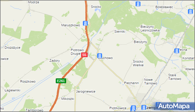 mapa Głuchowo gmina Czempiń, Głuchowo gmina Czempiń na mapie Targeo