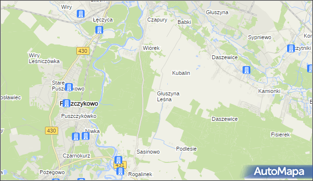 mapa Głuszyna Leśna, Głuszyna Leśna na mapie Targeo