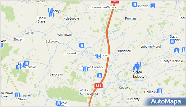 mapa Gniazdowo gmina Stary Lubotyń, Gniazdowo gmina Stary Lubotyń na mapie Targeo