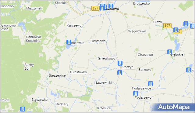 mapa Gniewkowo gmina Kiszkowo, Gniewkowo gmina Kiszkowo na mapie Targeo