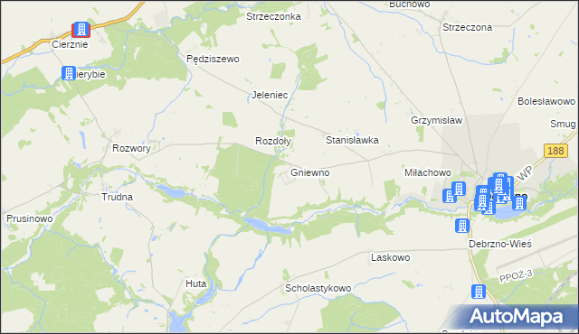 mapa Gniewno, Gniewno na mapie Targeo