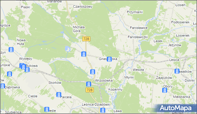 mapa Gnieździska, Gnieździska na mapie Targeo