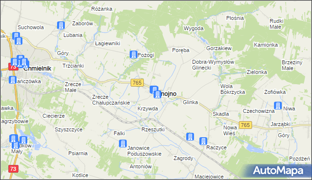 mapa Gnojno powiat buski, Gnojno powiat buski na mapie Targeo