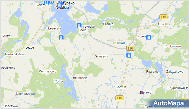 mapa Gnuszyn, Gnuszyn na mapie Targeo