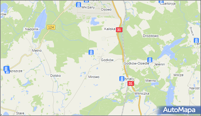 mapa Godków gmina Chojna, Godków gmina Chojna na mapie Targeo