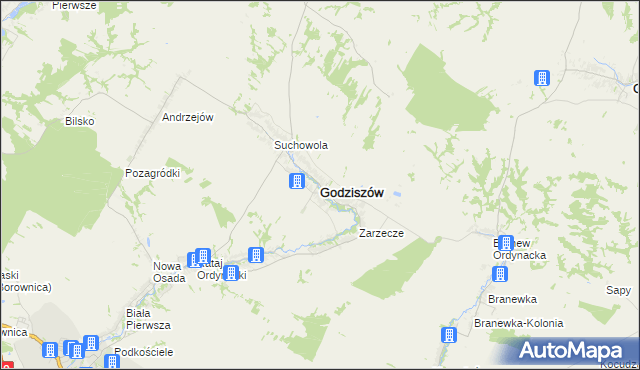 mapa Godziszów powiat janowski, Godziszów powiat janowski na mapie Targeo