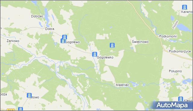 mapa Gogolewko gmina Dębnica Kaszubska, Gogolewko gmina Dębnica Kaszubska na mapie Targeo