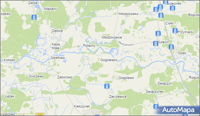mapa Gogolewko gmina Książ Wielkopolski, Gogolewko gmina Książ Wielkopolski na mapie Targeo