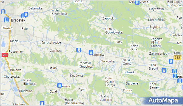mapa Gogołów gmina Frysztak, Gogołów gmina Frysztak na mapie Targeo