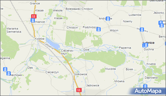 mapa Gola gmina Bolesławiec, Gola gmina Bolesławiec na mapie Targeo