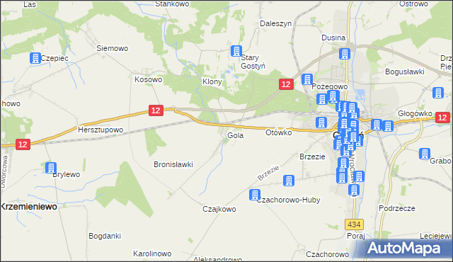 mapa Gola gmina Gostyń, Gola gmina Gostyń na mapie Targeo
