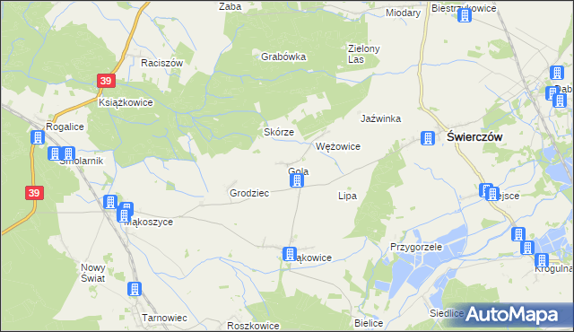 mapa Gola gmina Świerczów, Gola gmina Świerczów na mapie Targeo