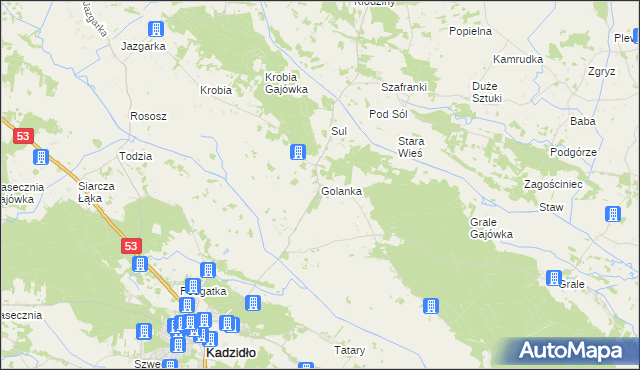 mapa Golanka gmina Kadzidło, Golanka gmina Kadzidło na mapie Targeo