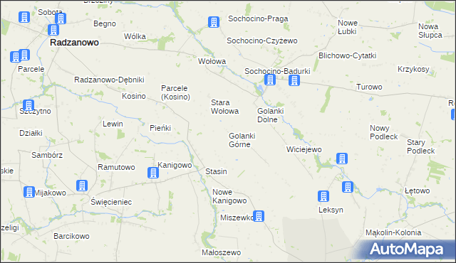 mapa Golanki Górne, Golanki Górne na mapie Targeo