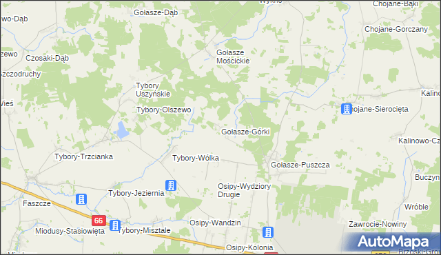 mapa Gołasze-Górki, Gołasze-Górki na mapie Targeo