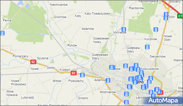 mapa Gołębiewek Stary, Gołębiewek Stary na mapie Targeo