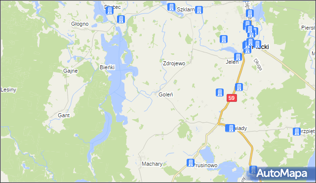 mapa Goleń gmina Piecki, Goleń gmina Piecki na mapie Targeo