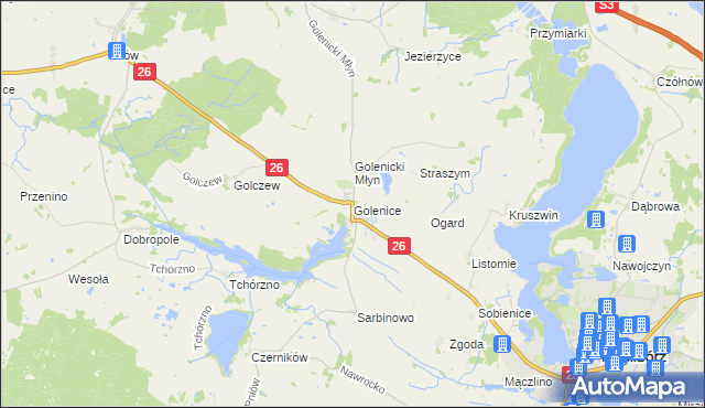 mapa Golenice, Golenice na mapie Targeo