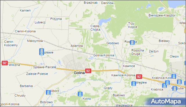 mapa Golina-Kolonia, Golina-Kolonia na mapie Targeo