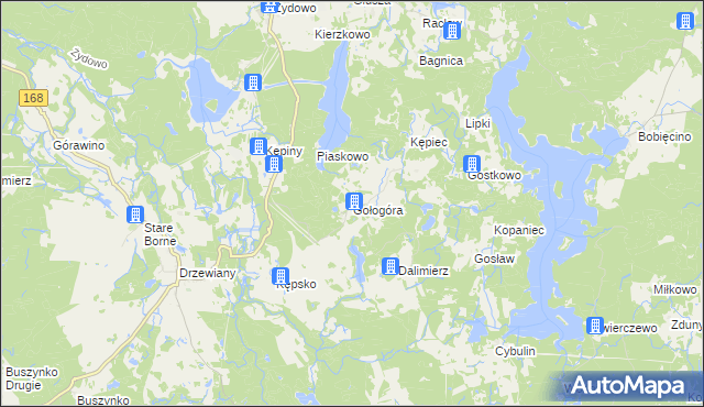 mapa Gołogóra gmina Polanów, Gołogóra gmina Polanów na mapie Targeo