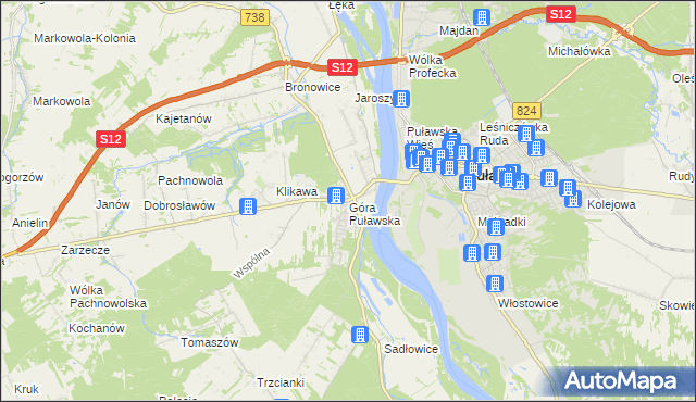 mapa Góra Puławska, Góra Puławska na mapie Targeo