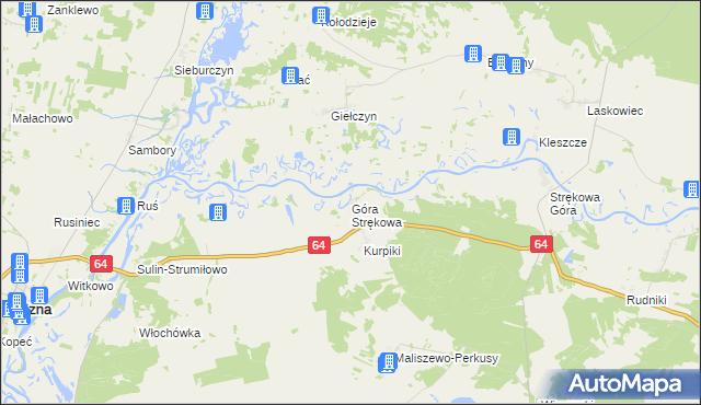 mapa Góra Strękowa, Góra Strękowa na mapie Targeo