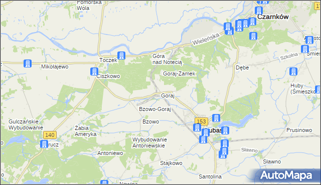 mapa Goraj gmina Lubasz, Goraj gmina Lubasz na mapie Targeo