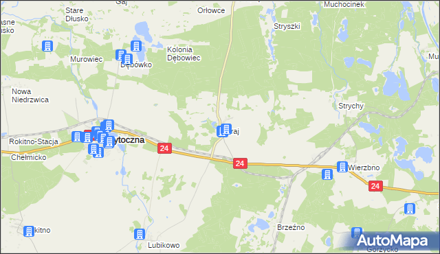 mapa Goraj gmina Przytoczna, Goraj gmina Przytoczna na mapie Targeo