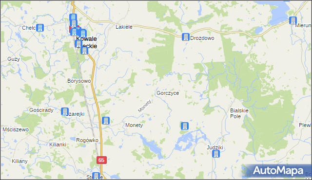 mapa Gorczyce gmina Kowale Oleckie, Gorczyce gmina Kowale Oleckie na mapie Targeo