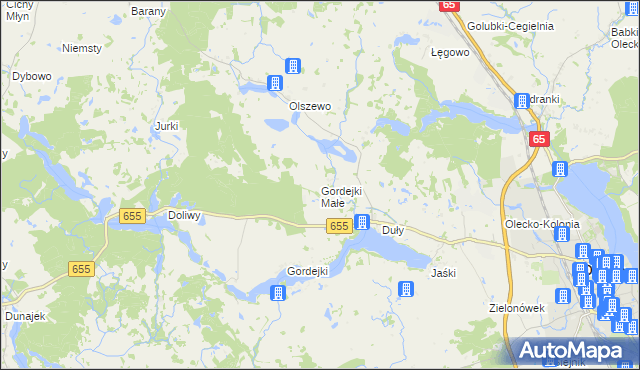 mapa Gordejki Małe, Gordejki Małe na mapie Targeo