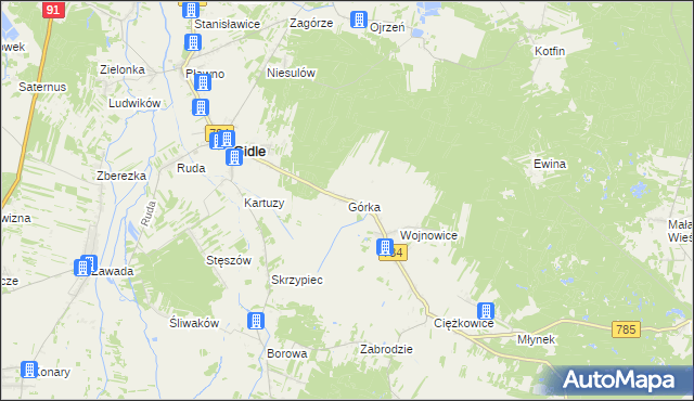 mapa Górka gmina Gidle, Górka gmina Gidle na mapie Targeo