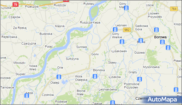 mapa Górki gmina Borowa, Górki gmina Borowa na mapie Targeo
