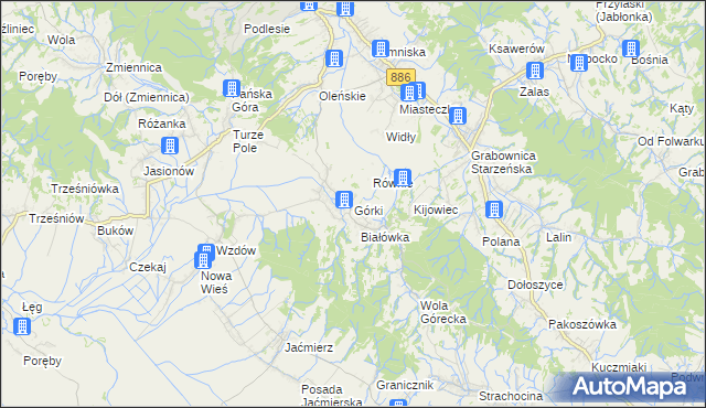 mapa Górki gmina Brzozów, Górki gmina Brzozów na mapie Targeo