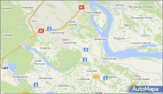 mapa Górki gmina Gąbin, Górki gmina Gąbin na mapie Targeo