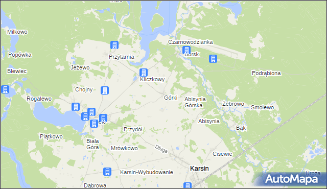 mapa Górki gmina Karsin, Górki gmina Karsin na mapie Targeo