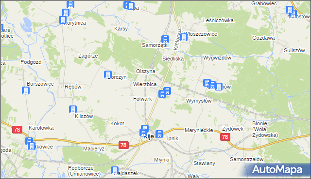 mapa Górki gmina Kije, Górki gmina Kije na mapie Targeo