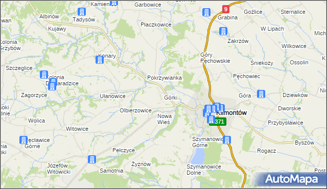 mapa Górki gmina Klimontów, Górki gmina Klimontów na mapie Targeo